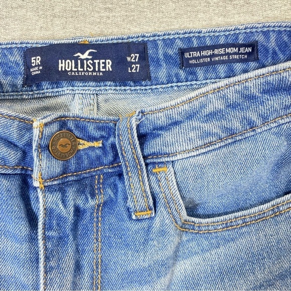 Hollister Mom Jeans Women's 5R Blue Ultra High Rise Stretch Casual Y2K Denim - Picture 4 of 14